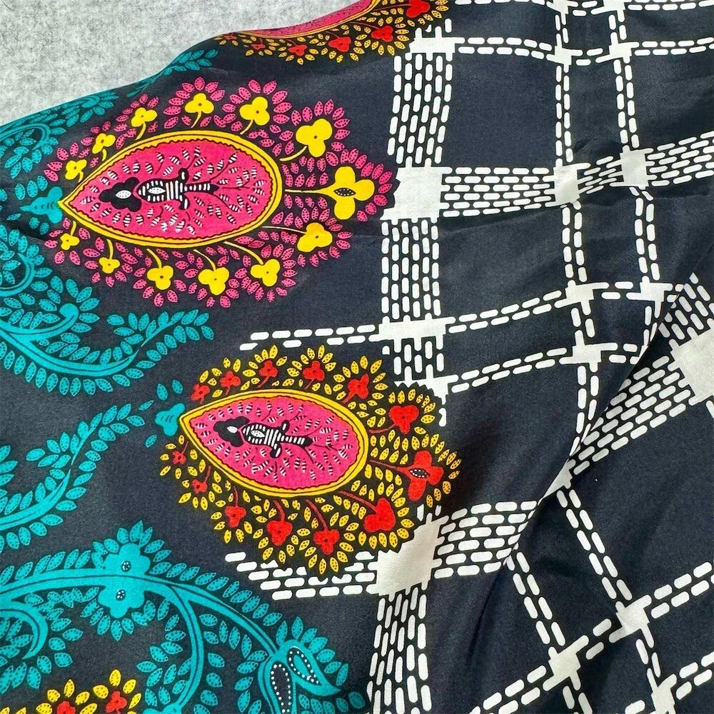 Diane von Furstenberg Scarf 100% Silk Womens Multicolor Paisley Square 42x42